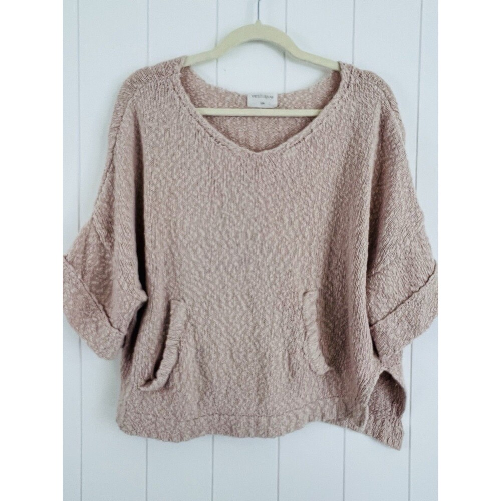 Vestique Pink Oversize Slouchy Pocketed Loose Knit Stretchy Sweater Size S/M